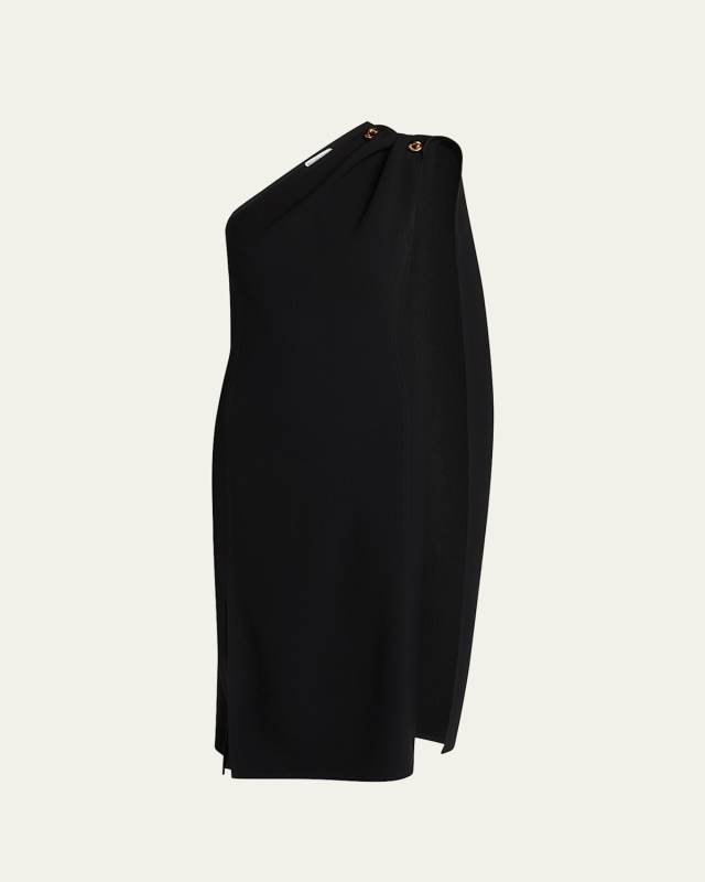 One-Shoulder Drape Slit Dress